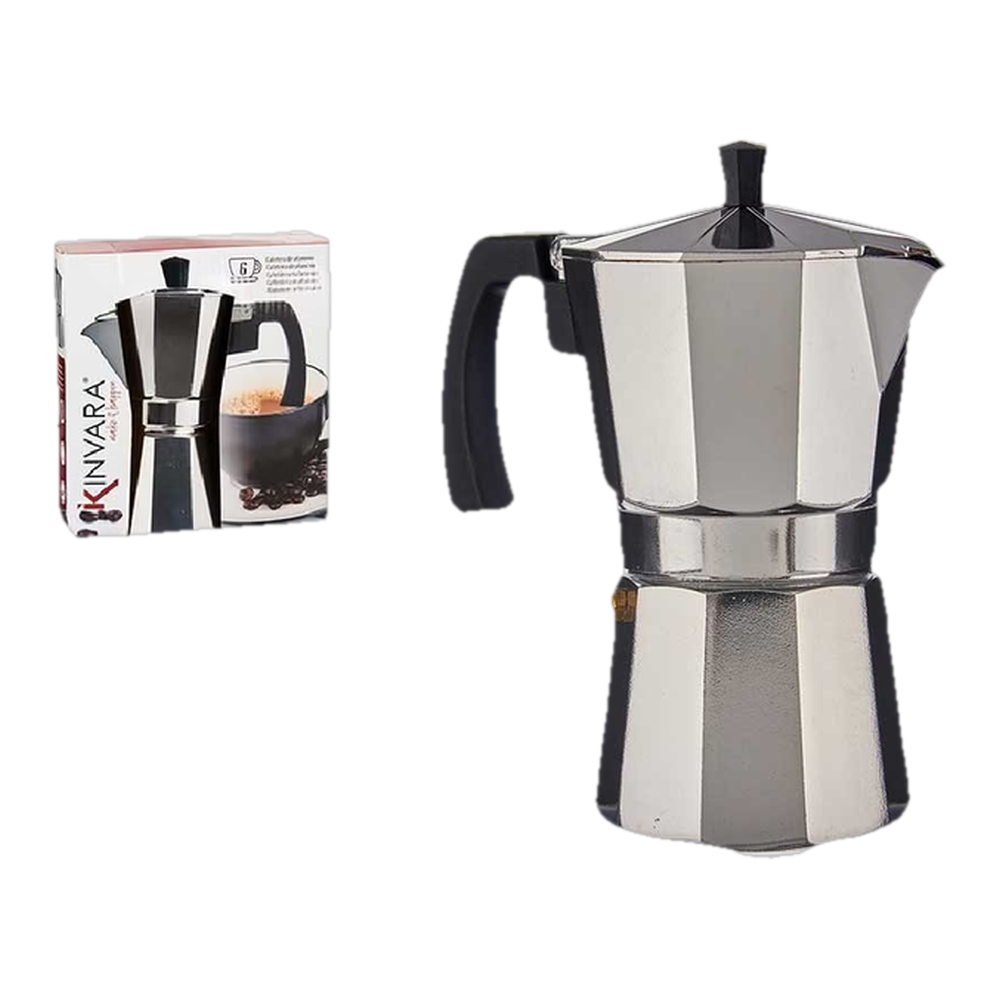 0002151400047 Cafetera aluminio 6 tazas con asa (Kinvara) - MercoCaribe