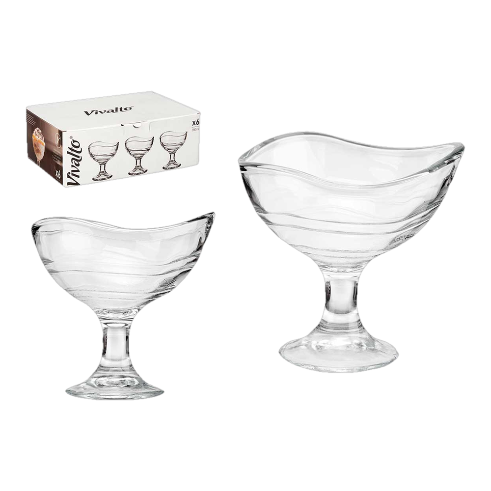 0002151400060 Copa helado de vidrio con pie rayas (Vivalto) set 6 ud. - 180 ml - MercoCaribe