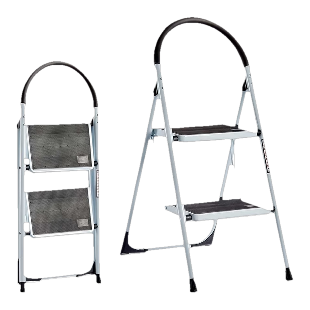 0002151400073 Escalera metal blanca 2 escalones gris (Kipit) - MercoCaribe
