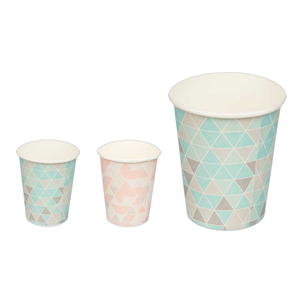 0002151400141 Vasos papel rombos 12 ud. (Ar) 240 ml - MercoCaribe