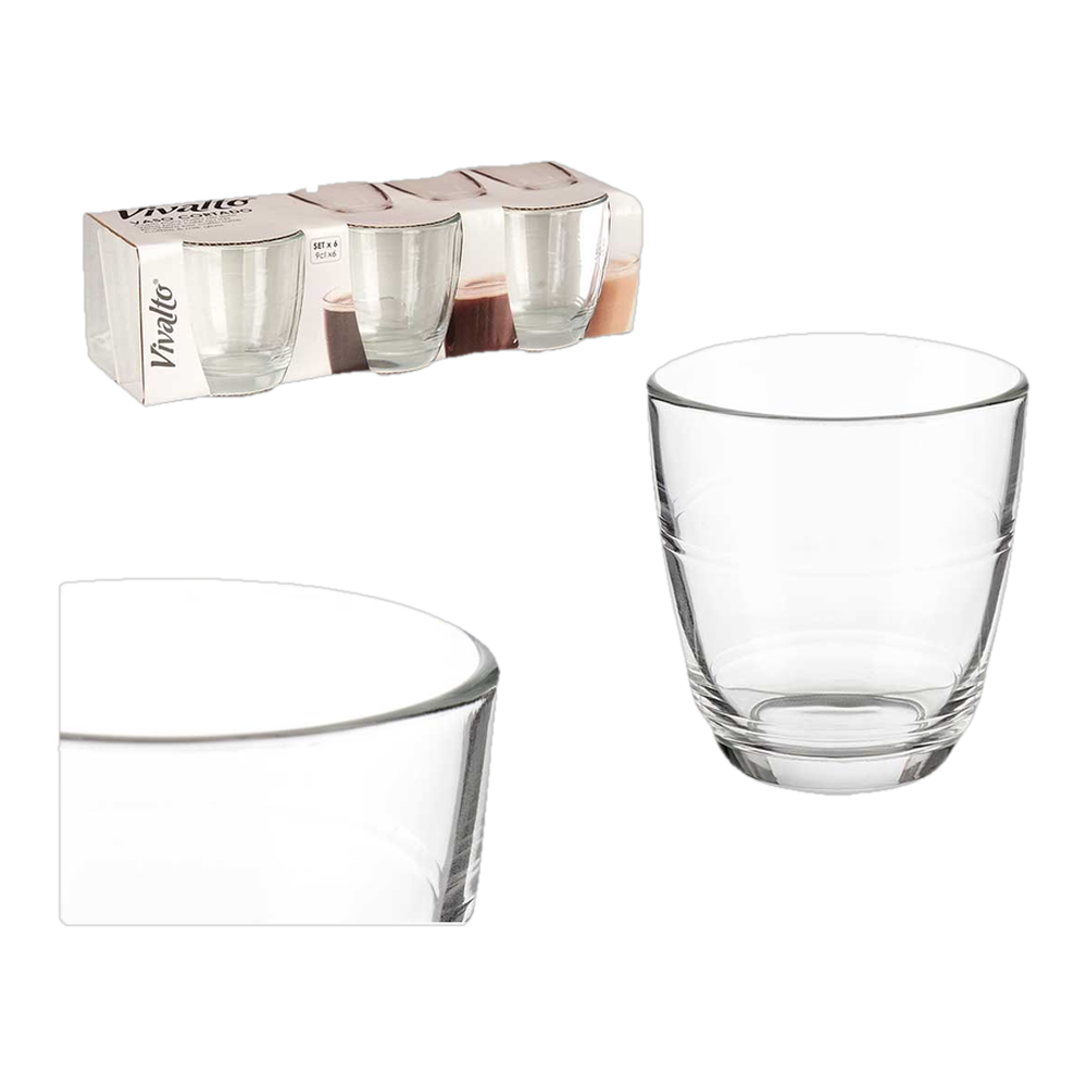 0002151400165 Vasos cortado (Vivalto) 90 ml set 6 ud. - MercoCaribe