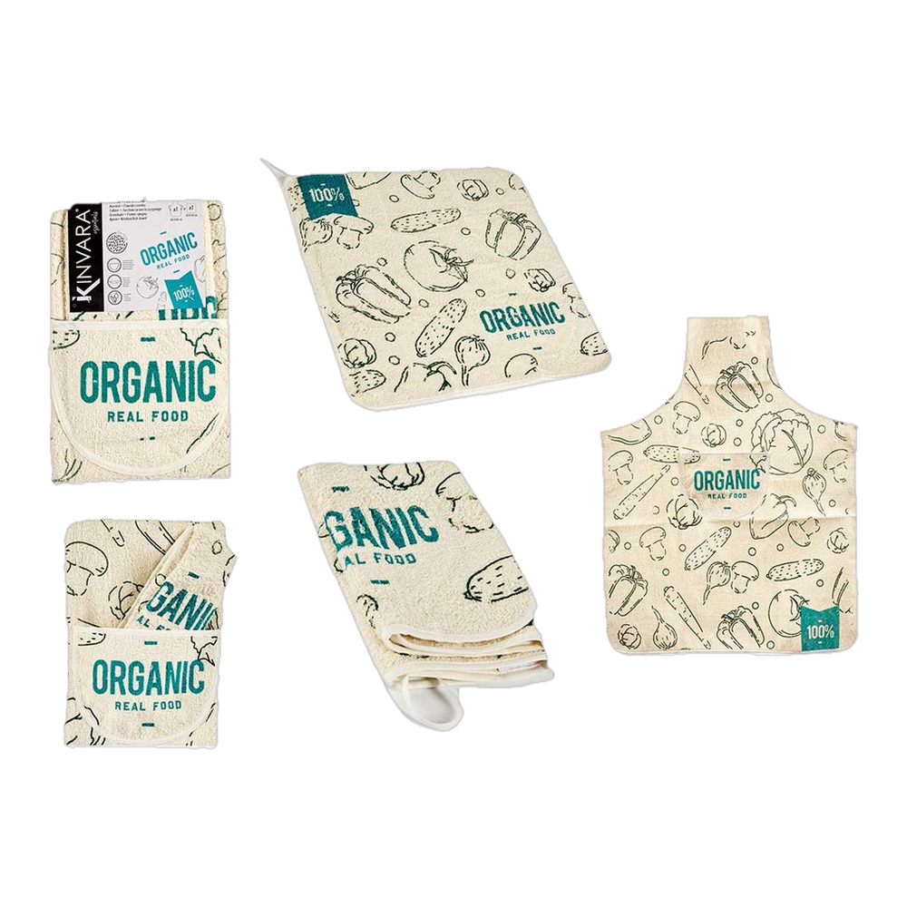 0002151400169 Delantal y paño cocina rizo organic (Kinvara) - MercoCaribe