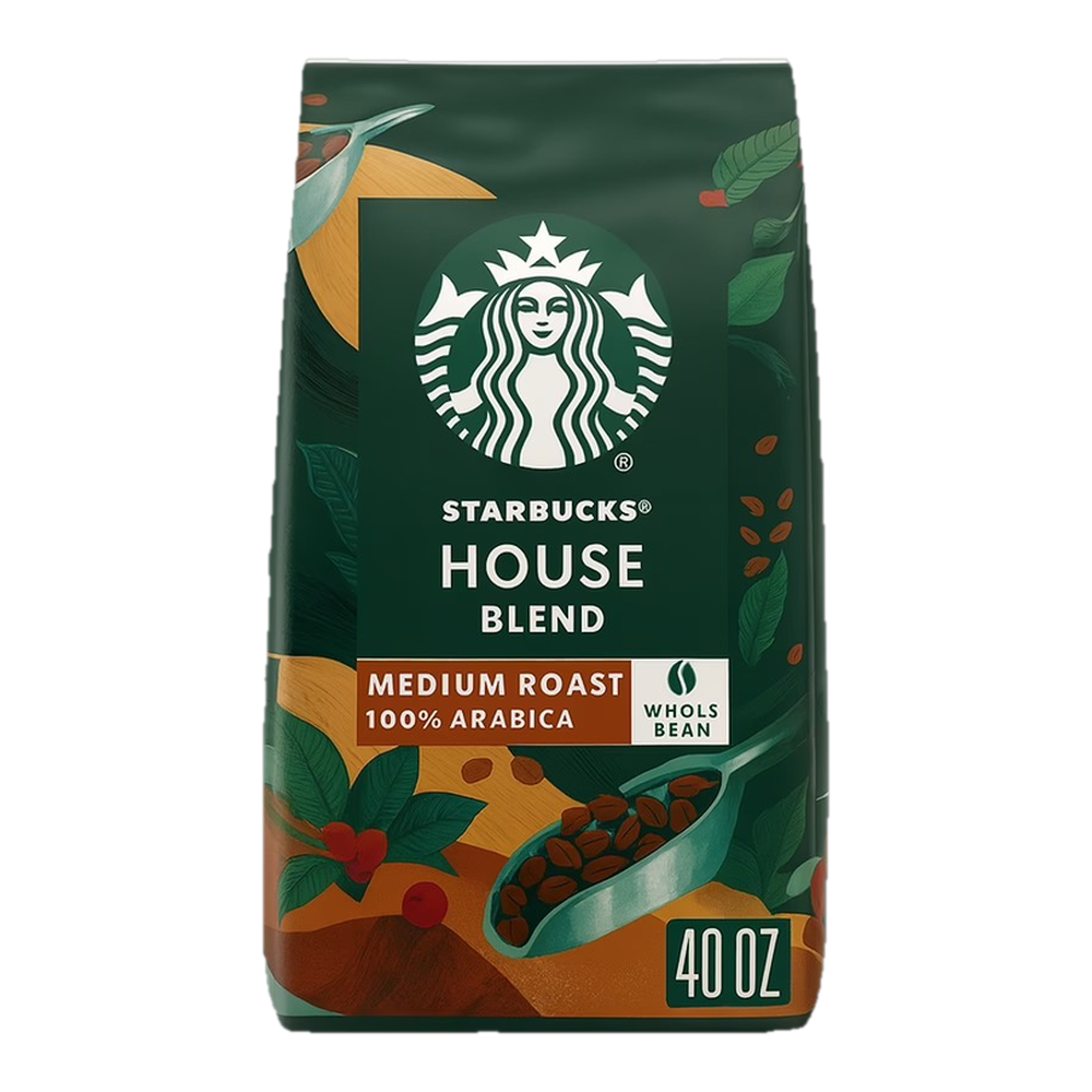 0004101000199 Café en grano mezcla de la casa - house blend - tostado medio (Starbucks) 40 oz 2.5 lb - MercoCaribe