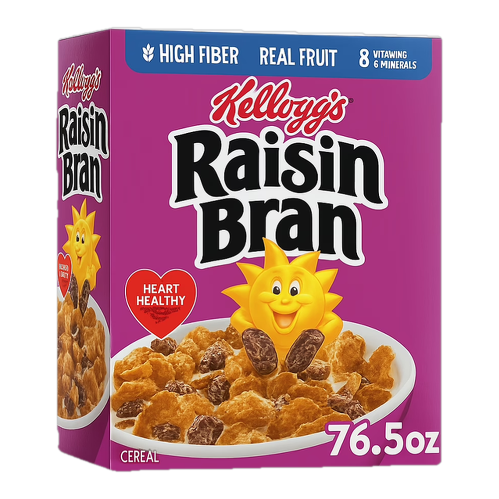 0004101000244 Cereal hojuelas de maíz y pasas - raisin bran (Kellogg'S) 76.5 oz 2.1 kg - MercoCaribe