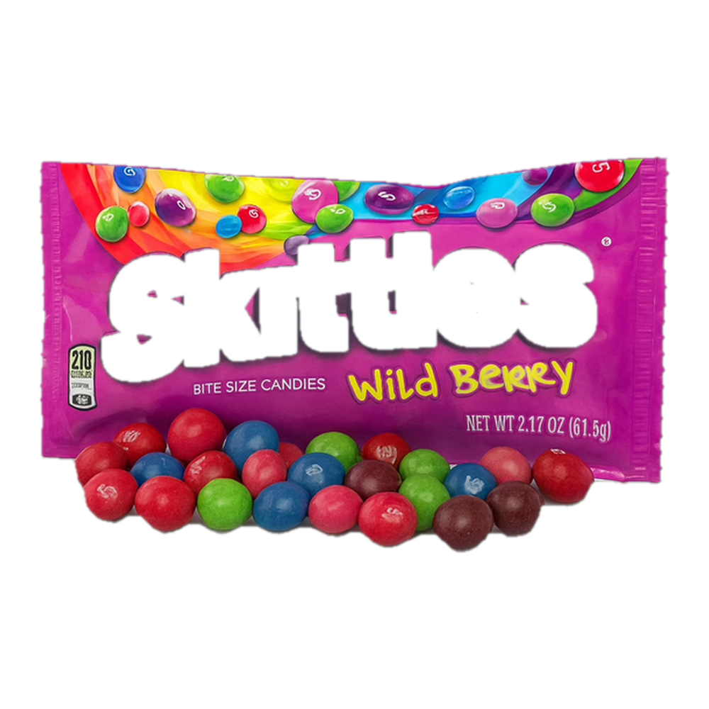 0004101300219 Caramelos (Skittles) wild berry 2.17 oz 61.5 g - MercoCaribe