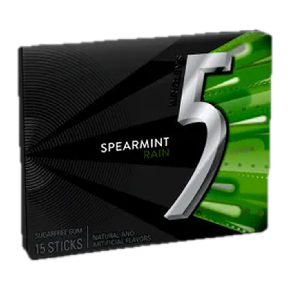 0004101300245 Chicle sin azúcar hierbabuena - spearmint rain (Five) 15 ud. - MercoCaribe