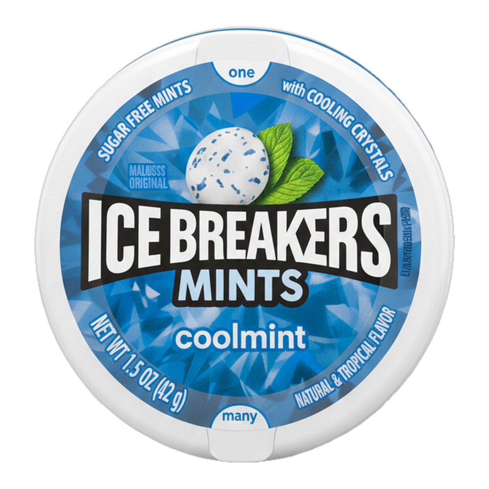 0004101300247 Chicle sin azúcar menta - mints coolmint (Ice Breakers) 1.5 oz 42 g - MercoCaribe