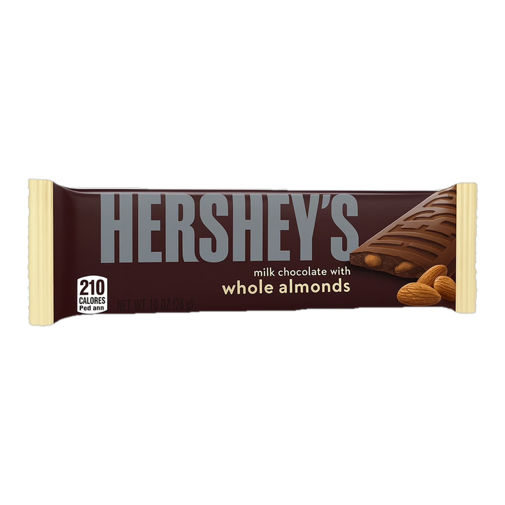 0004101310037 Milk chocolate whole almonds (Hershey'S) 1.45 oz 41 g - MercoCaribe