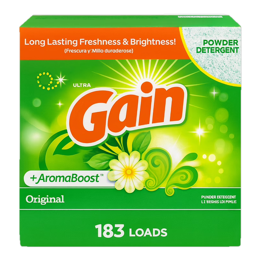 0004151000026 Detergente en polvo 183 lavadas (Gain) 4.8 kg 169 oz - MercoCaribe