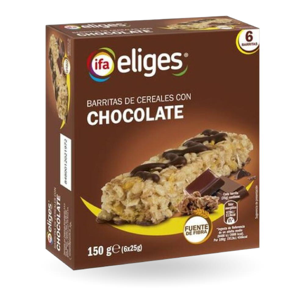 1010000166 Barritas cereales con chocolate (Ifa Eliges) paquete de 6 ud. x 25 g - MercoCaribe
