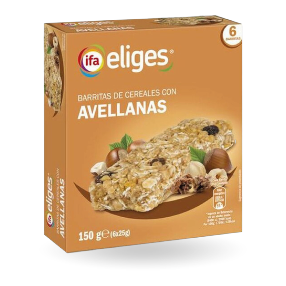 1010120001 Barritas cereales avellanas (Ifa Eliges) paquete de 6 ud. x 25 g - MercoCaribe