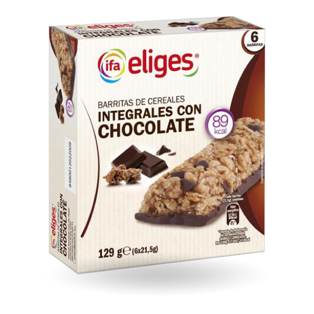 1010120002 Barritas cereales integrales con chocolate (Ifa Eliges) paquete de 6 ud. x 21.5 g - MercoCaribe