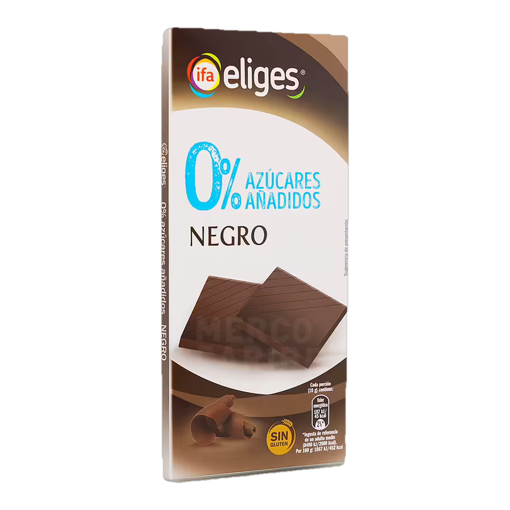1013100009 Chocolate negro sin azúcar y sin gluten (Ifa Eliges) paquete de 100 g - MercoCaribe