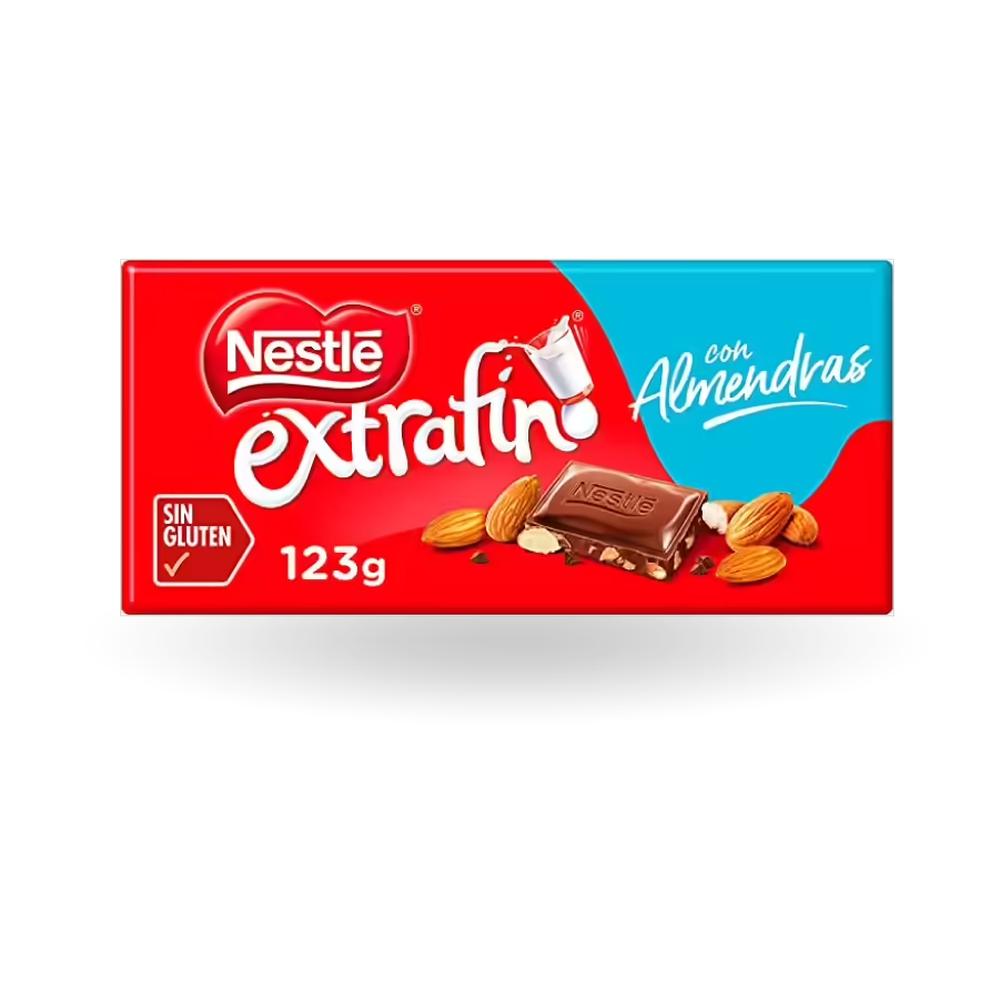 1013100023 Tableta de chocolate con leche y almendra (Nestle) extrafino 123 g - MercoCaribe