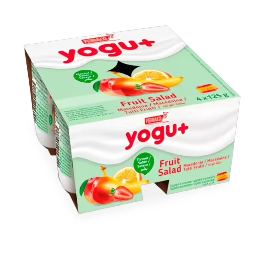 1114130002 Yogur de macedonia larga vida (Feiraco) 4 x 125 g - MercoCaribe