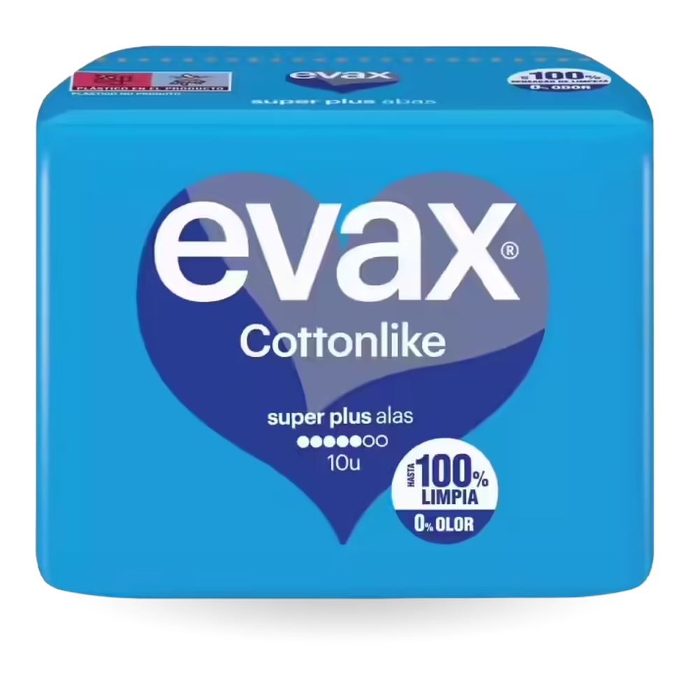 1615100006 Compresas cottonlike alas super plus (Evax) paquete de 10 ud. - MercoCaribe